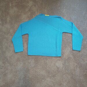 St. John Boatneck Wool Sweater Blue Size Medium